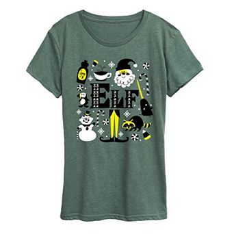 Women's Elf Icons Short Sleeve Christmas Graphic Tee