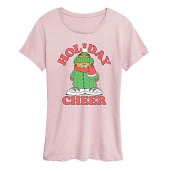 Women's Garfield Holiday Cheer Short Sleeve Christmas Graphic Tee