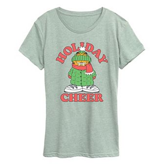 Women's Garfield Holiday Cheer Short Sleeve Christmas Graphic Tee