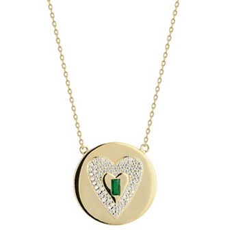 Sunkissed Sterling 14k Gold Over Silver Cubic Zirconia Heart Medallion Necklace