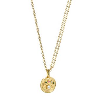 Sunkissed Sterling 14k Gold Over Silver Cubic Zirconia Eye Pendant Necklace