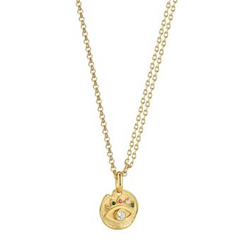 Sunkissed Sterling 14k Gold Over Silver Cubic Zirconia Eye Pendant Necklace