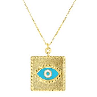 Sunkissed Sterling 14k Gold Over Silver Enamel Eye Pendant Necklace