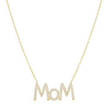 Sunkissed Sterling 14k Gold Over Silver Cubic Zirconia Mom Necklace