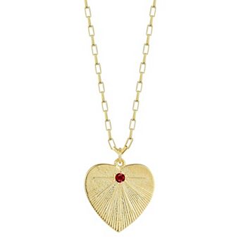 Sunkissed Sterling 14k Gold Over Silver Cubic Zirconia & Simulated Turquoise Heart Pendant Necklace