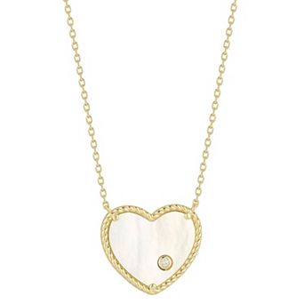 Sunkissed Sterling Sterling Silver Mother-of-Pearl & Cubic Zirconia Heart Necklace