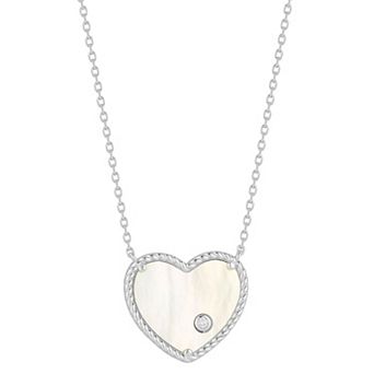 Sunkissed Sterling Sterling Silver Mother-of-Pearl & Cubic Zirconia Heart Necklace