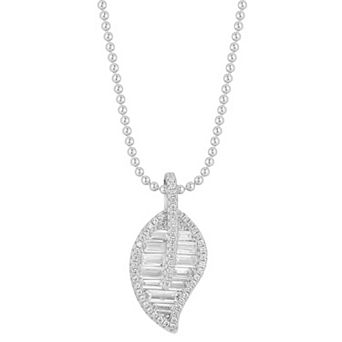 Sunkissed Sterling Sterling Silver Cubic Zirconia Leaf Pendant Necklace