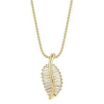 Sunkissed Sterling Sterling Silver Cubic Zirconia Big Leaf Pendant Necklace