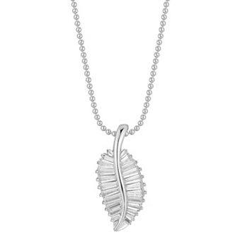 Sunkissed Sterling Sterling Silver Cubic Zirconia Big Leaf Pendant Necklace