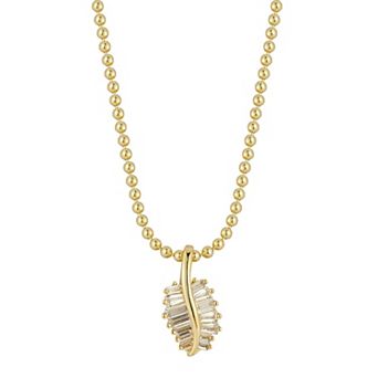 Sunkissed Sterling Sterling Silver Cubic Zirconia Small Leaf Pendant Necklace