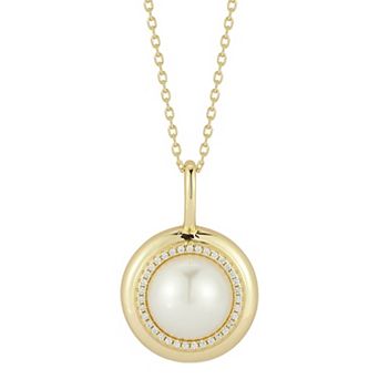 Sunkissed Sterling Sterling Silver Cubic Zirconia & Freshwater Cultured Pearl Pendant Necklace
