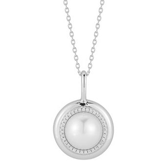 Sunkissed Sterling Sterling Silver Cubic Zirconia & Freshwater Cultured Pearl Pendant Necklace