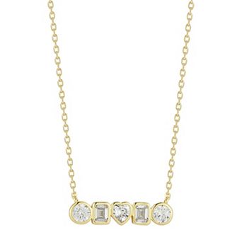 Sunkissed Sterling Sterling Silver Multishape Cubic Zirconia Bar Necklace