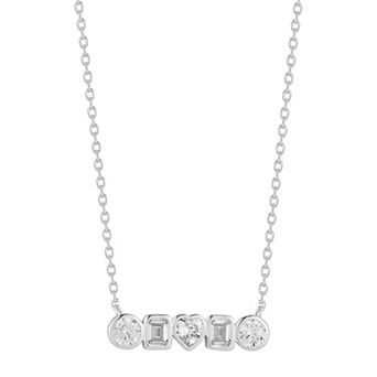 Sunkissed Sterling Sterling Silver Multishape Cubic Zirconia Bar Necklace