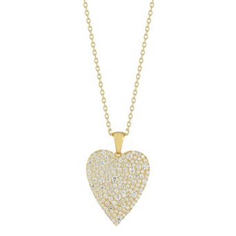 Sunkissed Sterling Sterling Silver Cubic Zirconia Pave Heart Pendant Necklace