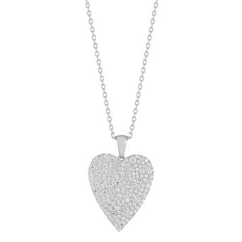 Sunkissed Sterling Sterling Silver Cubic Zirconia Pave Heart Pendant Necklace