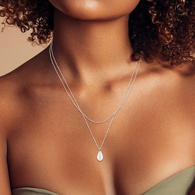 Sunkissed Sterling Sterling Silver Double Layered Freshwater Cultured Pearl Pendant Necklace