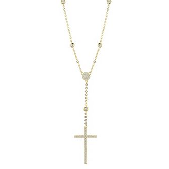 Sunkissed Sterling Sterling Silver Cubic Zirconia Cross Lariat Necklace