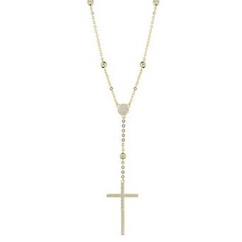 Sunkissed Sterling Sterling Silver Cubic Zirconia Cross Lariat Necklace