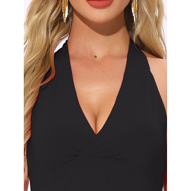 2 Packs Halter Dress for Women's Party Deep V Neck Backless Layer Mini Dress