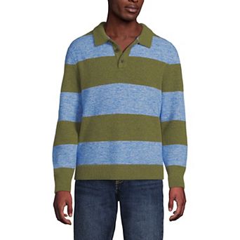 Men's Lands' End Long Sleeve Fuzzy Sweater Polo