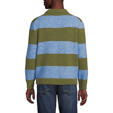 Men's Lands' End Long Sleeve Fuzzy Sweater Polo