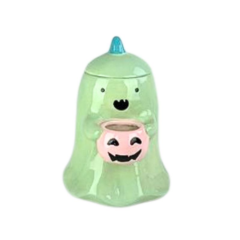 10 Strawberry Street Ghost Dinosaur Cookie Jar, Green
