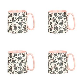 10 Strawberry Street Bella Cat Bows 4 pc Mug Set