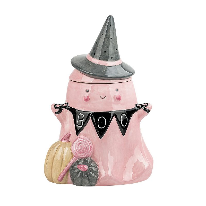 10 Strawberry Street Witchy Boo Ceramic Cookie Jar, Pink Witchy Boo