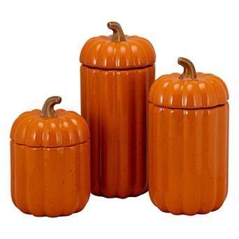 10 Strawberry Street 3 pc Graduated Pumpkin Canister Set
