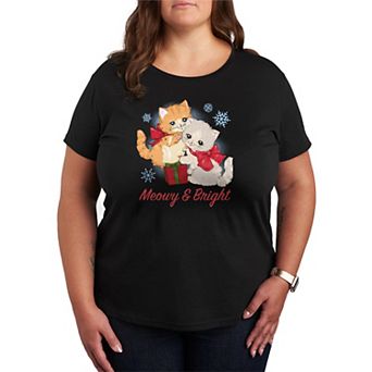 Plus Size Meowy & Bright Christmas Graphic Tee