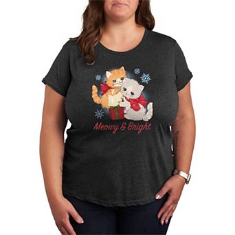 Plus Size Meowy & Bright Christmas Graphic Tee