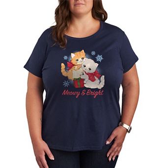 Plus Size Meowy & Bright Christmas Graphic Tee