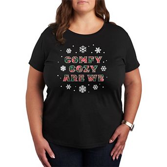 Plus Size Comfy Cozy Are We Christmas Graphic Tee