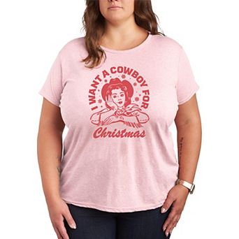 Plus Size I Want A Cowboy For Christmas Graphic Tee