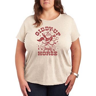 Plus Size Giddy Up Jingle Horse Christmas Graphic Tee