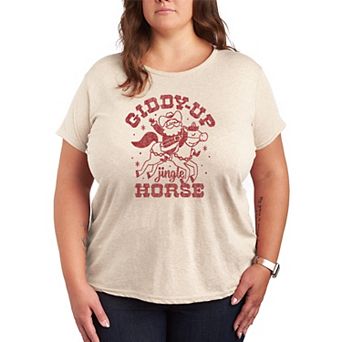 Plus Size Giddy Up Jingle Horse Christmas Graphic Tee