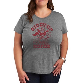Plus Size Giddy Up Jingle Horse Christmas Graphic Tee