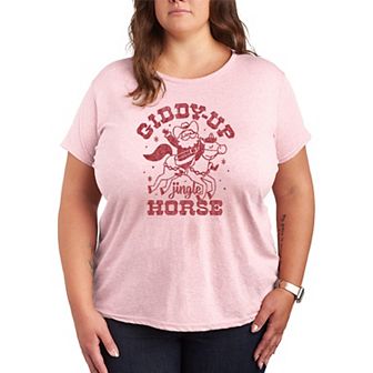 Plus Size Giddy Up Jingle Horse Christmas Graphic Tee