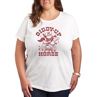 Plus Size Giddy Up Jingle Horse Christmas Graphic Tee