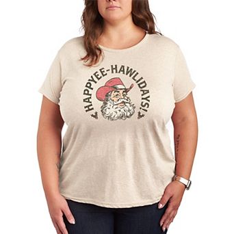 Plus Size Happyee Hawlidays Christmas Graphic Tee