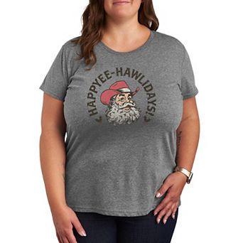 Plus Size Happyee Hawlidays Christmas Graphic Tee