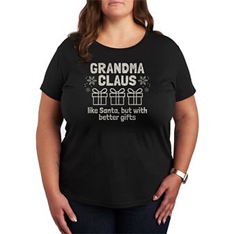 Plus Size Grandma Claus Christmas Graphic Tee