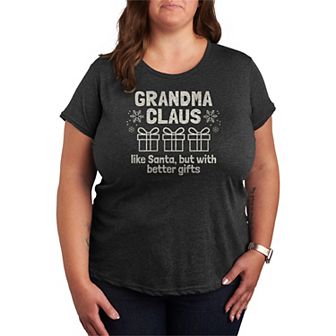 Plus Size Grandma Claus Christmas Graphic Tee