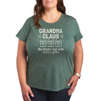 Plus Size Grandma Claus Christmas Graphic Tee