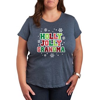 Plus Size Holly Jolly Grandma Christmas Graphic Tee