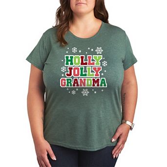 Plus Size Holly Jolly Grandma Christmas Graphic Tee