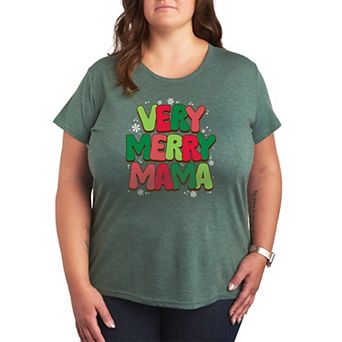 Plus Size Very Merry Mama Christmas Graphic Tee