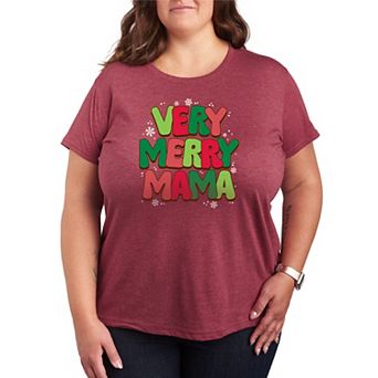 Plus Size Very Merry Mama Christmas Graphic Tee